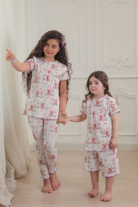 ست مادر دختری نخ پنبه ریلی طرح فرشته